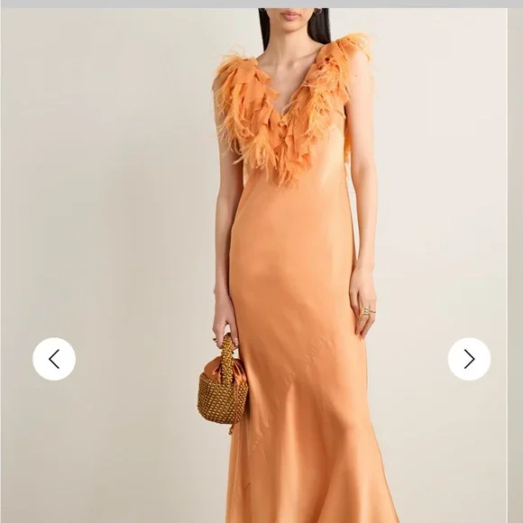 Elegant Orange Feathered Dress - Picture 2 of 5